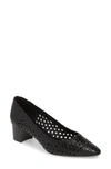 Aquatalia Pasha Woven Leather Block-heel Pumps In Black Leather
