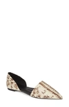 Michael Michael Kors Mila D'orsay Flat In Natural Embossed Leather