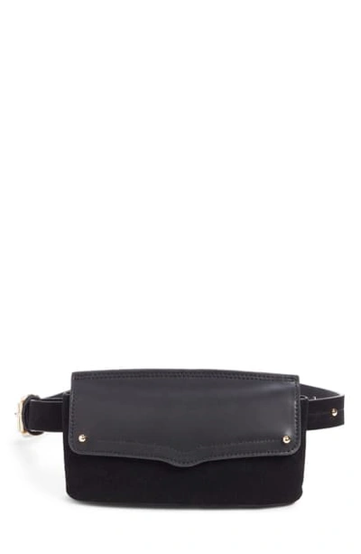 Rebecca Minkoff Maya Leather & Suede Belt Bag In Black