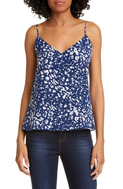 L Agence Jane Print Silk Tank In Deep Ocean/ Ivory