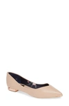 Ted Baker Grasce Flat In Nude Leather