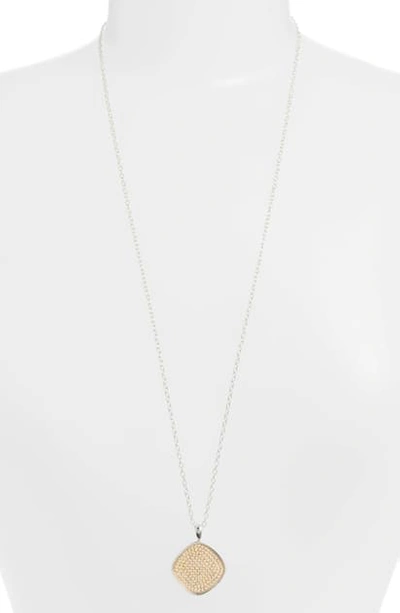 Anna Beck Reversible Cushion Pendant Long Necklace In Gold/ Silver
