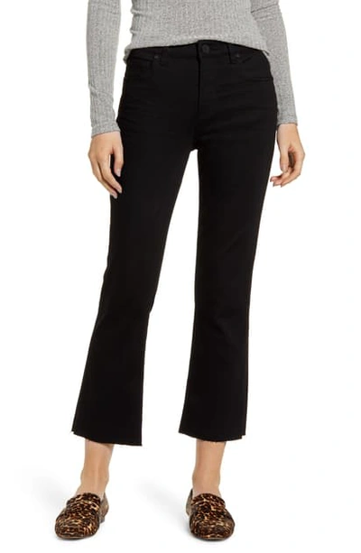 Kut From The Kloth Kelsey High Waist Raw Hem Ankle Flare Jeans In Black