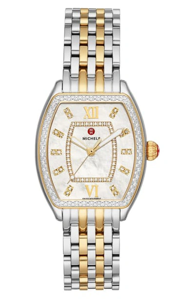 Michele Releve Diamond Two-tone Watch Head & Interchangeable Bracelet, 31mm X 32mm In Silver/ Gold