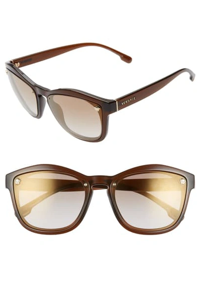 Versace Medusa 57mm Square Sunglasses - Brown/ Gold