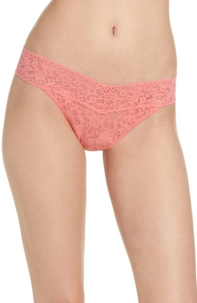 Hanky Panky Regular Rise Lace Thong In Peachy Keen