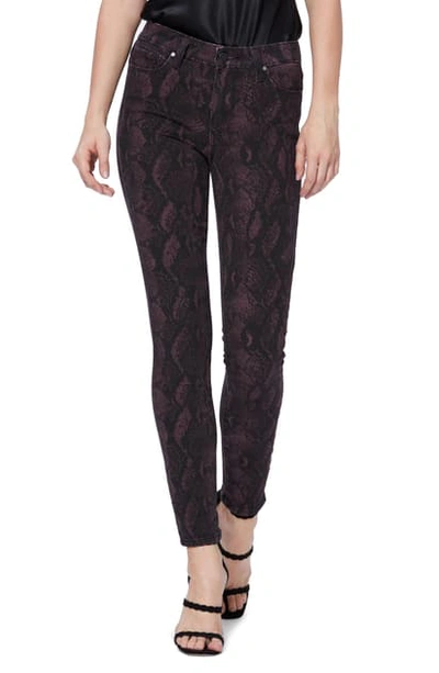 Paige Hoxton High Waist Ankle Skinny Jeans In Black Fig Python