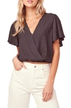 Astr Short Sleeve Jacquard Top In Black