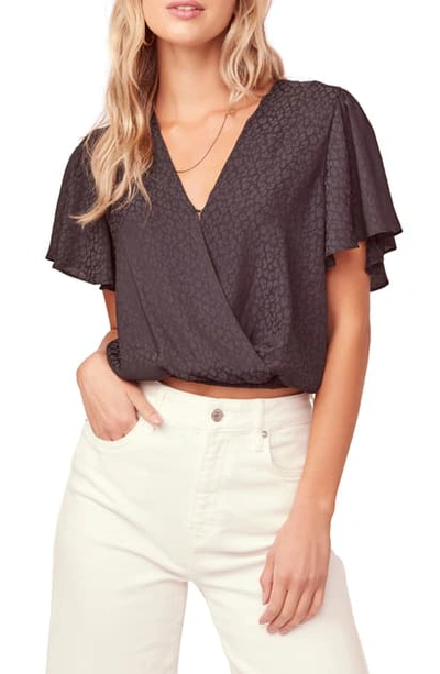 Astr Short Sleeve Jacquard Top In Black