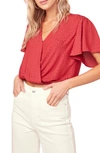 Astr Short Sleeve Jacquard Top In Red