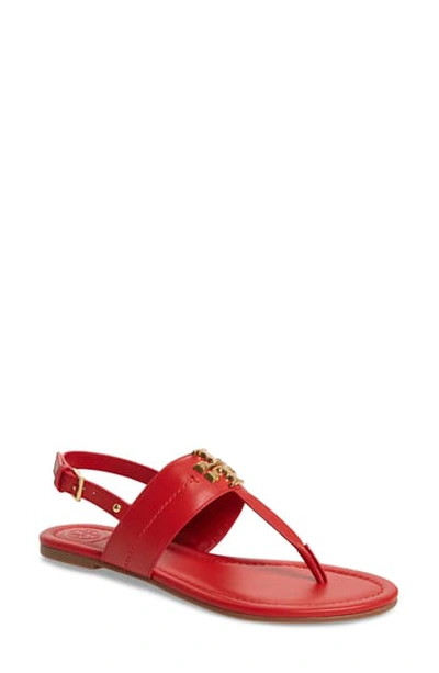 Tory Burch Everly T strap Flat Sandal In Brilliant Red ModeSens