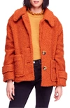 Free People So Soft Teddy Coat In Terracotta