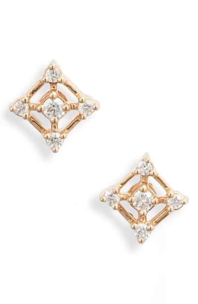 Dana Rebecca Designs Ava Bea Square Diamond Stud Earrings In Yellow Gold/ Diamond