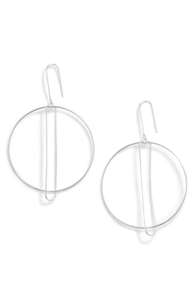 Argento Vivo Art Deco Hoop Drop Earrings In Silver