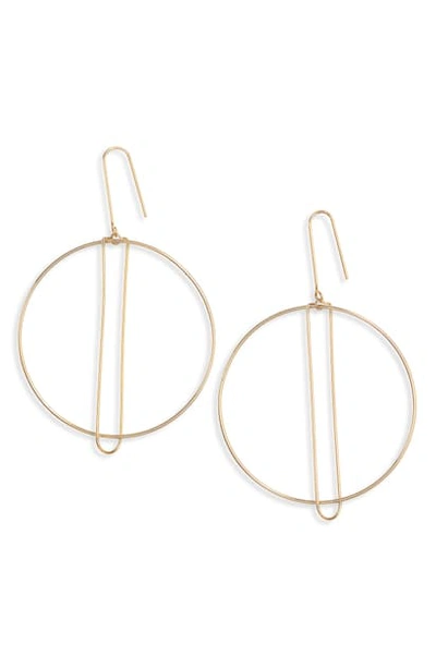 Argento Vivo Art Deco Hoop Drop Earrings In Gold