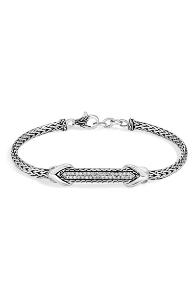 John Hardy Asli Classic Chain Pave Station Bracelet In White Diamond