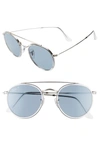 Ray Ban 51mm Polarized Round Sunglasses - Shiny Silver