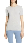 Theory 'tolleree' Short Sleeve Cashmere Pullover In Pale Grey