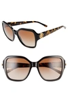 Tory Burch Reva 56mm Square Sunglasses - Black/ Black Gradient