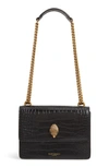Kurt Geiger London Shoreditch Crocodile Embossed Leather Crossbody Bag In Black