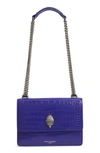 Kurt Geiger Shoreditch Crocodile Embossed Leather Crossbody Bag In Purple