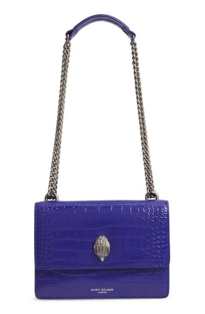 Kurt Geiger Shoreditch Crocodile Embossed Leather Crossbody Bag In Purple