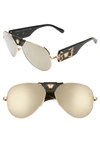 Versace Medusa 62mm Aviator Sunglasses In Gold/ Black/ Brown Mirror