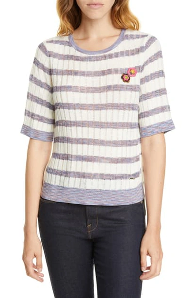 Ted Baker Colour By Numbers Pilosa Stripe Knit Top In White