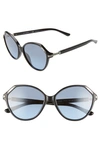 Tory Burch 57mm Polygon Inlaid Sunglasses In Black/ Blue Gradient