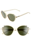 Tory Burch 57mm Cat Eye Sunglasses - Ivory/ Green Solid