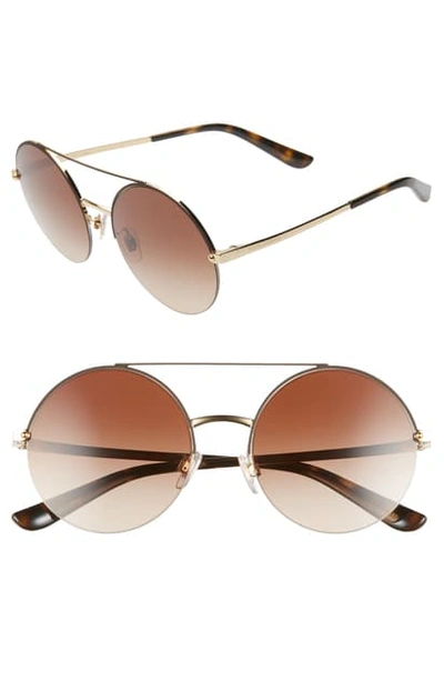 Dolce & Gabbana 54mm Gradient Round Sunglasses In Gold/ Brown Gradient