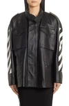 OFF-WHITE DIAGONAL STRIPE LEATHER FIELD JACKET,OWJA018E197790811001