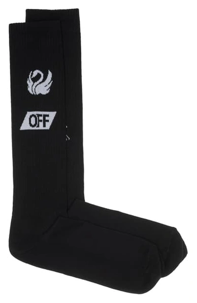 Off-white Long Swan Socks In Black White