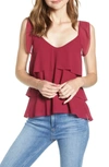 Cupcakes And Cashmere Tiered Ruffle Camisole In Red Velvet