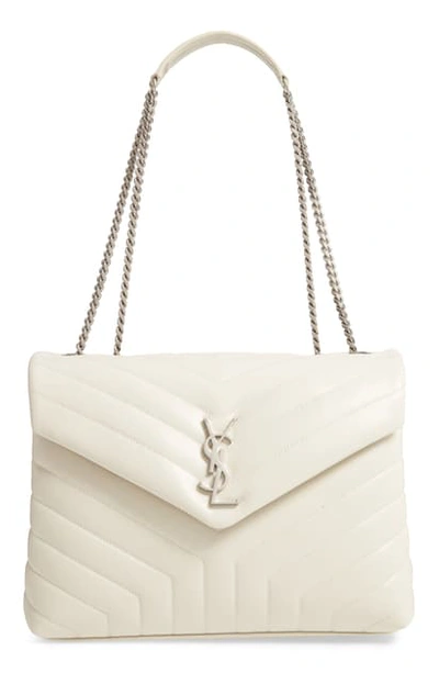 Saint Laurent Medium Loulou Matelassé Leather Shoulder Bag In Crema Soft