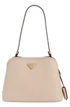 Prada Small Promenade Saffiano Calfskin Shoulder Bag In Cipria/ Nero