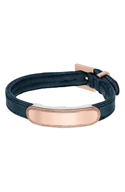 Anna Beck Leather Id Bracelet In Rose Gold