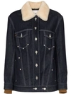 CHLOÉ CHLOÉ SHEARLING COLLAR DENIM JACKET - 蓝色