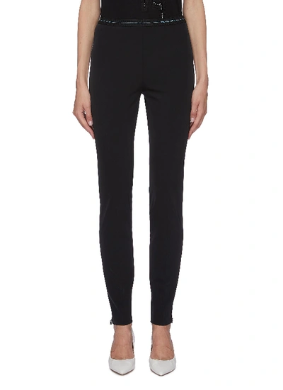 Prada Logo Embroidered Waistband Twill Leggings