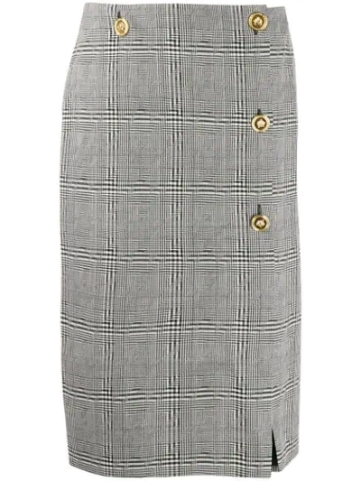 Versace Checked Pencil Skirt In Black