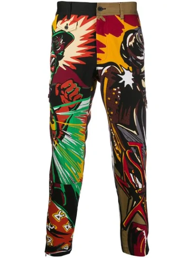 Dolce & Gabbana Stretch Cotton Cargo Trousers With Superhero King Print In Hhdd8