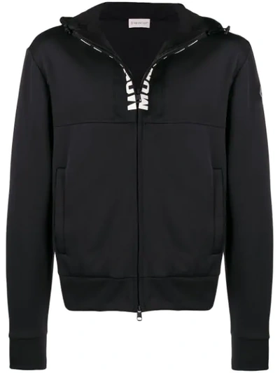 Moncler Zipped Jersey Hoodie - 蓝色 In Black