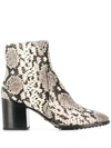 TOD'S SNAKESKIN PRINT ANKLE BOOTS