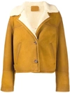 PRADA BUTTONED SHEARLING CROPPED JACKET