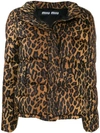 MIU MIU MIU MIU LEOPARD PRINT PUFFER JACKET - 棕色