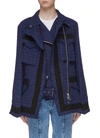 SACAI Layered flap pocket herringbone tweed biker jacket