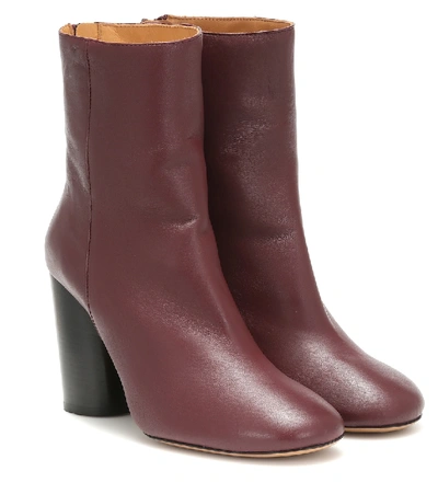 Isabel Marant Garett Leather Ankle Boots In Red