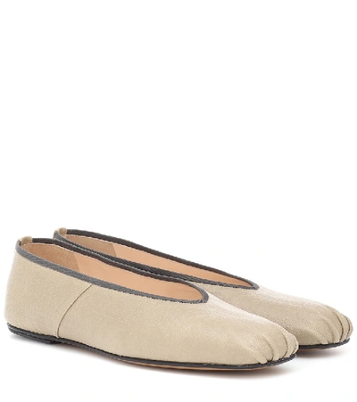 The Row Coated Canvas Ballet Flats In Beige