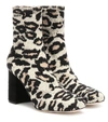 Miu Miu Leopard-print Jacquard Ankle Boots In Beige