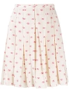 Valentino Vlogo Pleated Silk Crepe De Chine Skirt In Ivory Red